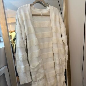 Anthropologie Cozy White Striped Women's Sweater
